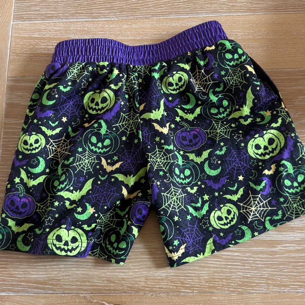 Spooky Halloween Kids Shorts - Purple and Green - Picture 2 of 4